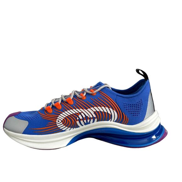 GUCCI Men's Run Sneaker Low Top Blue White Orange 680893 Size 11 US 11.5 NEW - Picture 3 of 13